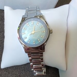 Silver With Blue Watch with Crystal Accents